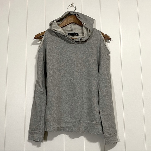 JASMINE & Julianna Distressed Cold Shoulder Hoodie size S - Picture 1 of 8
